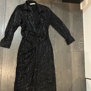 Zara Black Sequin Long Sleeve Dress